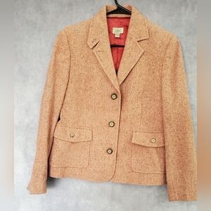 L.L.Bean‎ Wool Tweed Blazer Formal Office Casual Warm pink Jacket Size M Petite